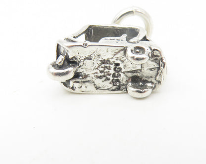 925 Sterling Silver  Vintage Shiny Petite Golf Cart Sports Pendant  PT9077