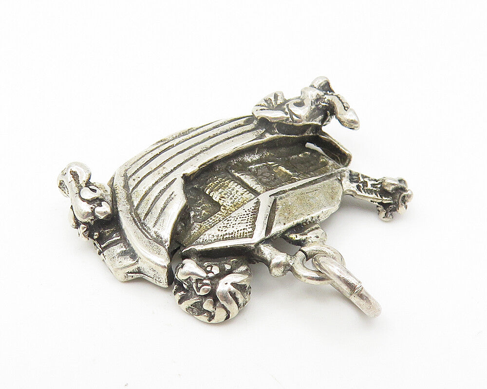 925 Sterling Silver  Vintage Shiny Noah's Ark Motif Religious Pendant  PT9076