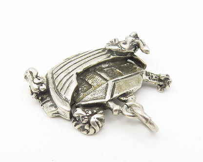 925 Sterling Silver  Vintage Shiny Noah's Ark Motif Religious Pendant  PT9076