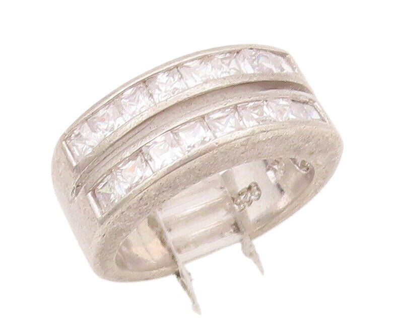 925 Sterling Silver Vintage Ring Solid CZ Double Split Bands  Sz 6  RG28010