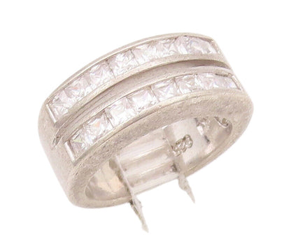 925 Sterling Silver Vintage Ring Solid CZ Double Split Bands  Sz 6  RG28010