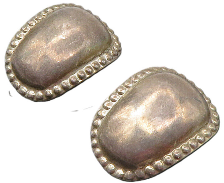 925 Sterling Silver  Vintage Dark Tone Bubble Trim Non Pierce Earrings  EG6416