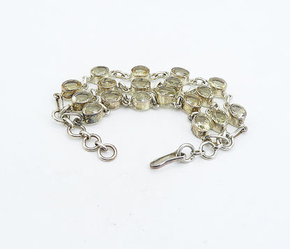 925 Sterling Silver  Vintage Yellow Topaz Three Row Chain Bracelet  BT3150