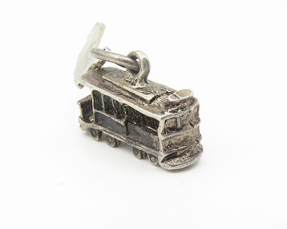 925 Sterling Silver  Vintage Petite San Francisco Trolley Car Pendant  PT9055