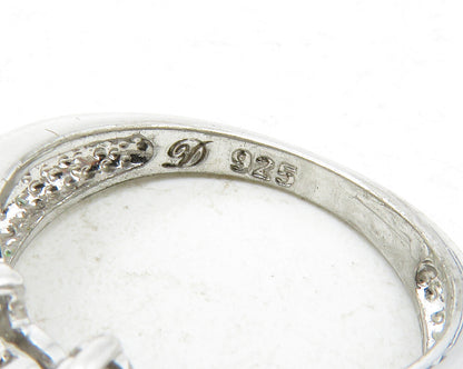 925 Sterling Silver  Cubic Zirconia & Topaz Floral Band Ring Sz 6  RG12579