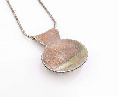 925 Sterling Silver Vintage Necklace Antique Beaded Oval Gemstone NE4590