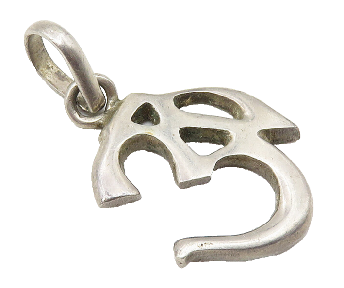 925 Sterling Silver  Vintage Dark Tone Om Spiritual Symbol Pendant  PT8141