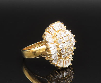 925 Silver  Vintage Gold Plated Sparkly Cubic Zirconia Ring Sz 6.5  RG25634