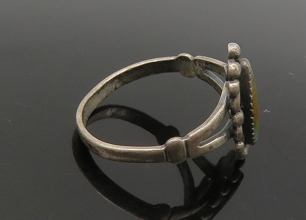 POST BELL 925 Sterling Silver  Vintage Turquoise Swirl Band Ring Sz 7  RG22157