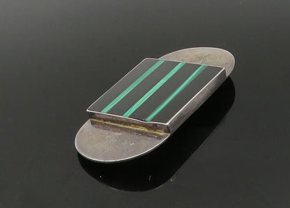 GFMW 925 Sterling Silver  Vintage Black Onyx & Malachite Brooch Pin  BP8842