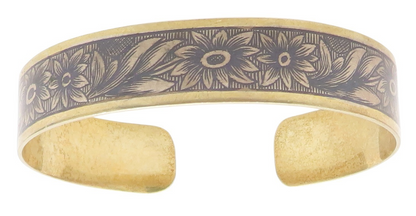 925 Sterling Silver Vintage Bracelet Gold Plated EAST EUROPE Floral Cuff BT11895