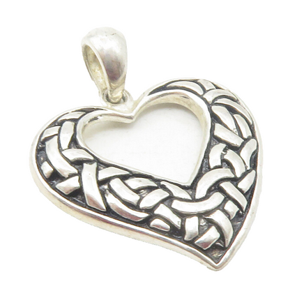 925 Sterling Silver  Vintage Twist Knot Patterned Love Heart Pendant  PT9569