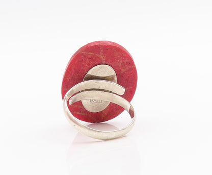 925 Sterling Silver Vintage Ring Oval Gemstone Swirly Flower Design Sz 8 RG33192