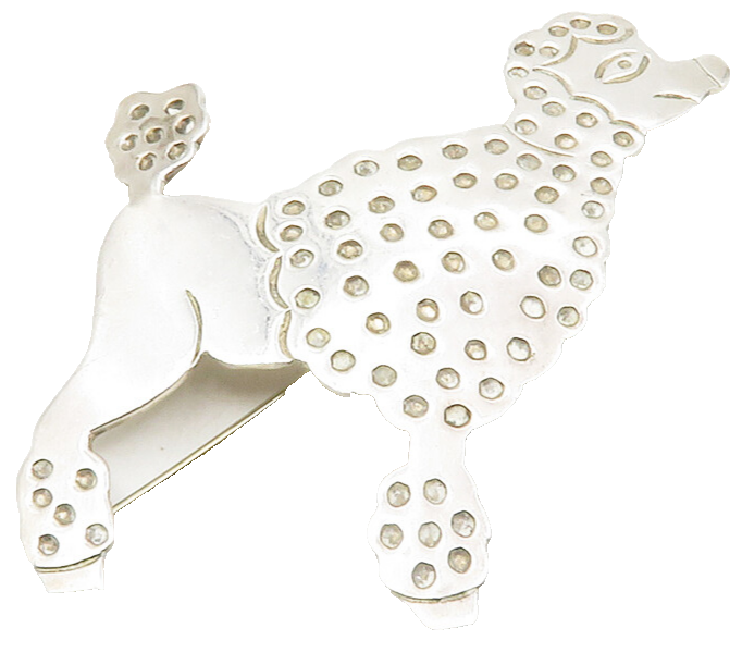 MEXICO 925 Sterling Silver  Vintage Shiny Dotted Poodle Brooch Pin  BP4504