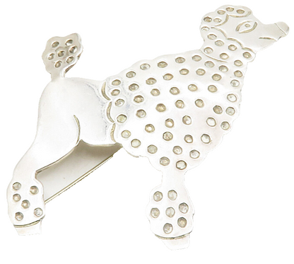 MEXICO 925 Sterling Silver  Vintage Shiny Dotted Poodle Brooch Pin  BP4504