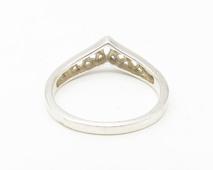 925 Sterling Silver  Vintage Shiny Pointed Open Design Band Ring Sz 8  RG11105