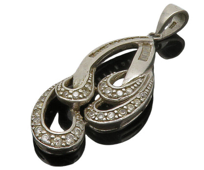 925 Sterling Silver  Vintage White Topaz Open Design Drop Pendant  PT11148