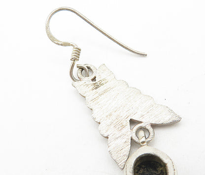 925 Sterling Silver  Vintage Faceted Black Hematite Dangle Earrings  EG3492