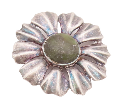 925 Sterling Silver Vintage Brooch Pin Ireland Connemara Marble Flower  BP10774
