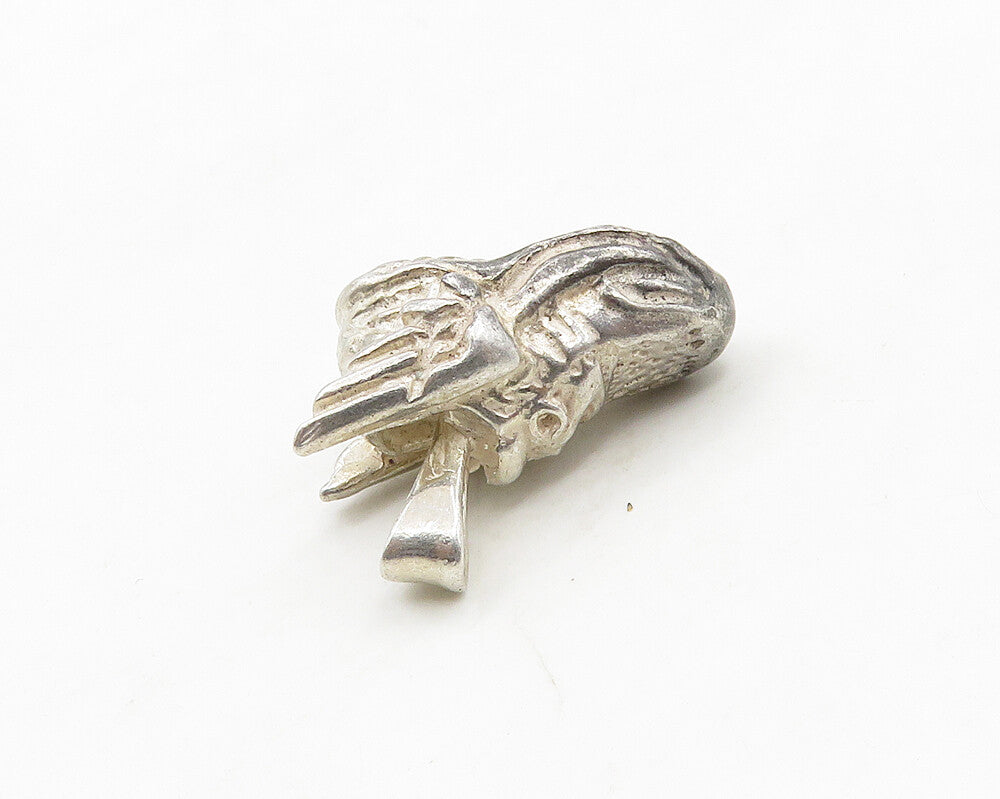 925 Sterling Silver  Vintage Shiny Winged Sneaker Shoe Pendant  PT15214