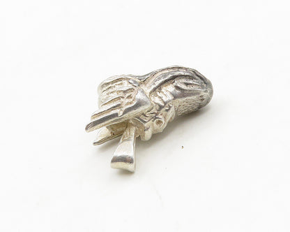 925 Sterling Silver  Vintage Shiny Winged Sneaker Shoe Pendant  PT15214