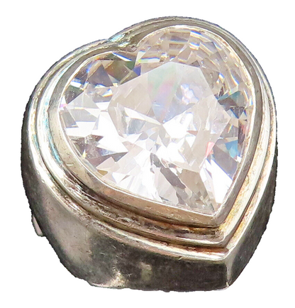 925 Silver  Vintage Heart Shaped Cubic Zirconia Dome Ring Sz 5.5  RG26027