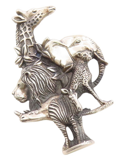 925 Sterling Silver Vintage Brooch Dark Tone Animal Kingdom  BP11746