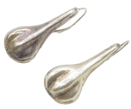 MEXICO 925 Sterling Silver  Vintage Shiny Hollow Smooth Drop Earrings  EG8302