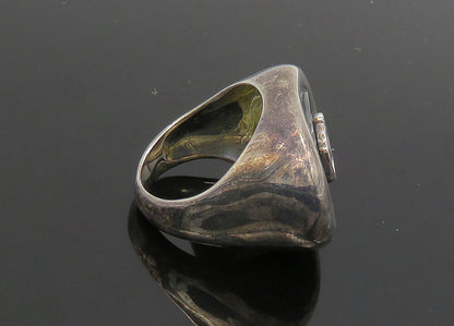 RLM STUDIO 925 Silver  Vintage Hematite 'Om' Symbol Band Ring Sz 7  RG20002