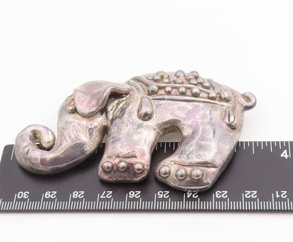 925 Sterling Silver Vintage Brooch ISRAEL Large Figural Lucky Elephant  BP11963