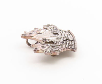 925 Sterling Silver Vintage Brooch Pin Kittens In Woven Flower Basket  BP12655
