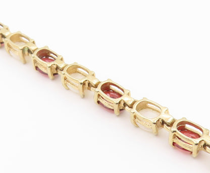 925 Sterling Silver Vintage Bracelet Gold Plated Opal & Garnet Link  BT12195