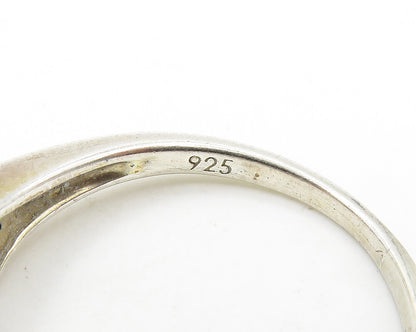 925 Sterling Silver  Vintage Genuine Diamonds Shiny Band Ring Sz 9  RG19804