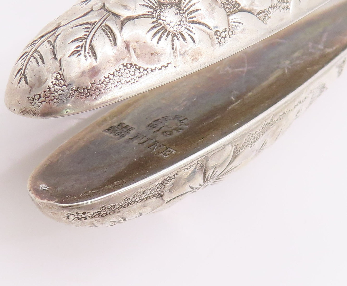 925 Sterling Silver Vintage Glove Stretcher Designer Large Floral Carved  TR3907