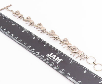 925 Sterling Silver Vintage Bracelet GLENN SANDOVAL NAVAJO Horse Link  BT11830