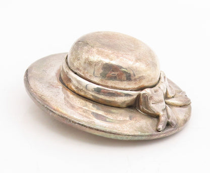 925 Sterling Silver Vintage Brooch Large Dark Tone Modernist Puffed Hat  BP11502
