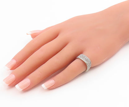 925 Sterling Silver Vintage Ring Classic Rock Textured Wide Band  Sz 6  RG35698