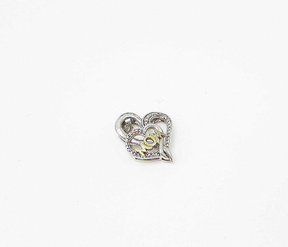 925 Sterling Silver  Genuine Diamond Mom Love Heart Slider Pendant  PT2163
