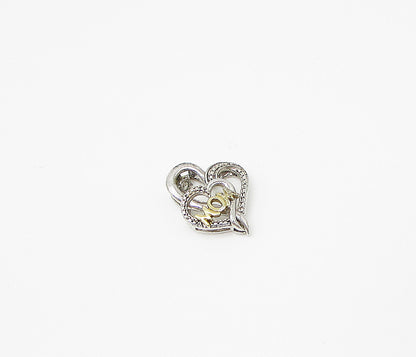 925 Sterling Silver  Genuine Diamond Mom Love Heart Slider Pendant  PT2163