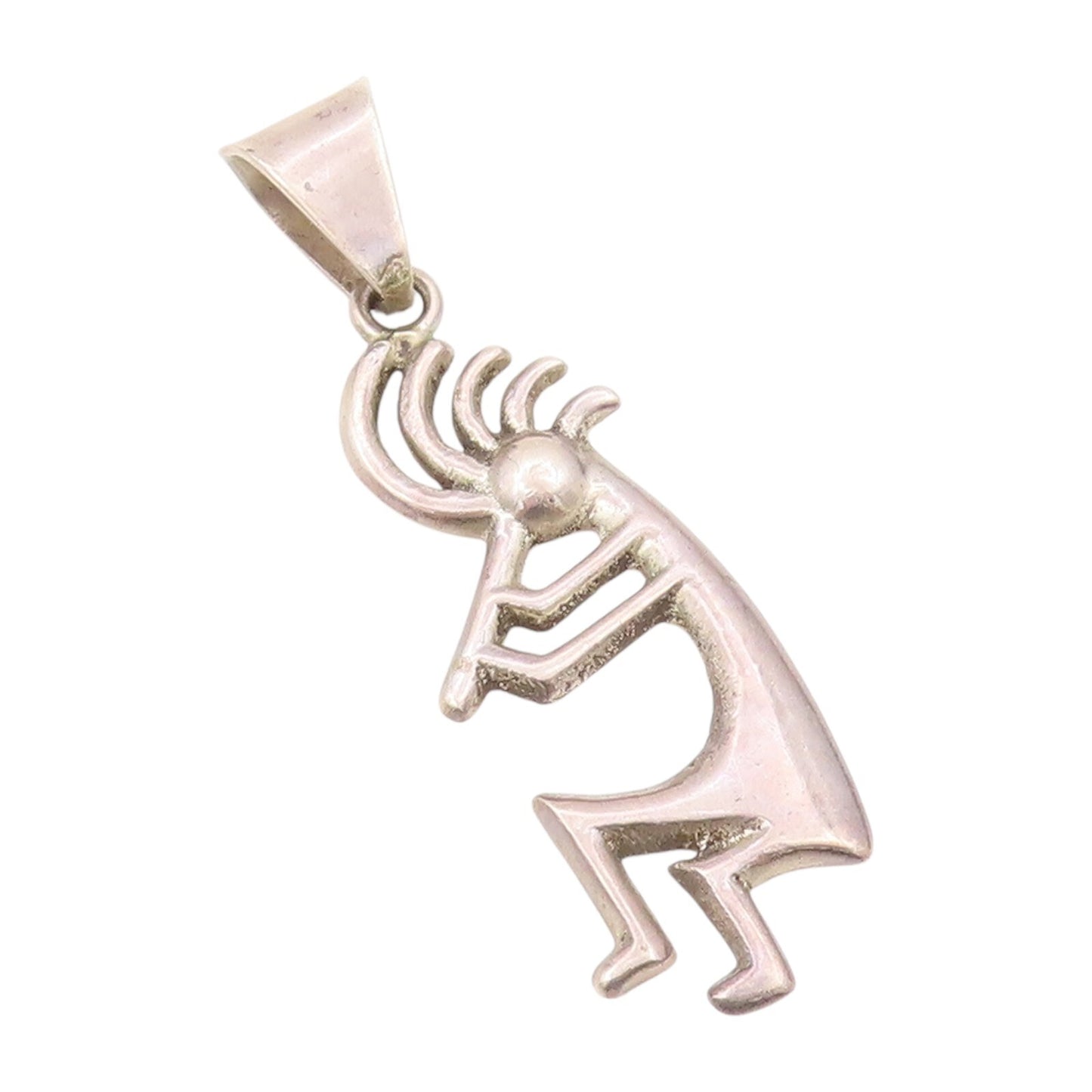 925 Sterling Silver Vintage Pendant NAVAJO ZUNI Tribal Man Playing Music PT23889