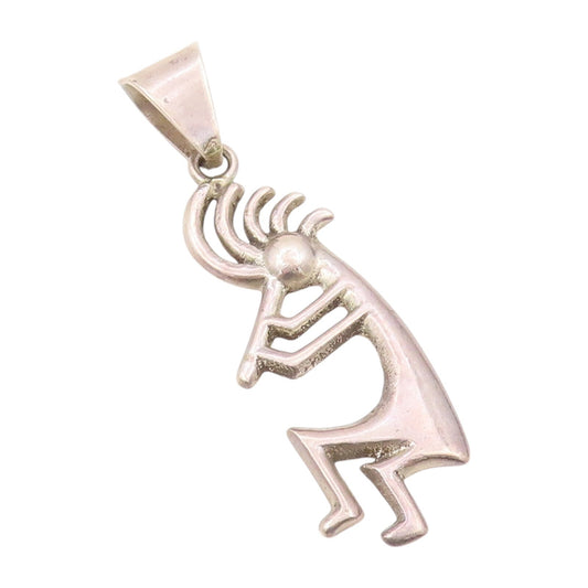 925 Sterling Silver Vintage Pendant NAVAJO ZUNI Tribal Man Playing Music PT23889