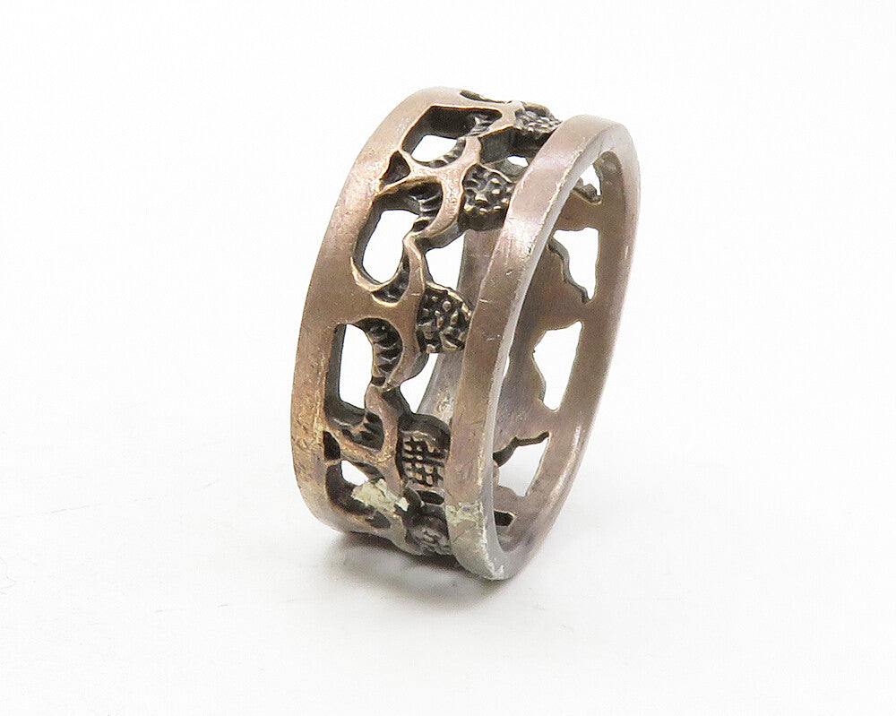 925 Sterling Silver  Vintage Holding Hands Unity Band Ring Sz 12  RG12629