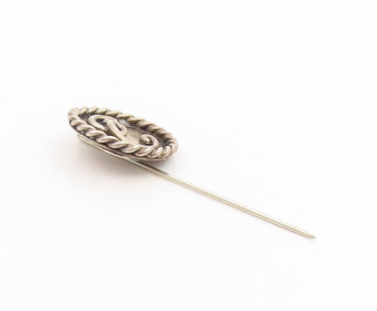 925 Sterling Silver Vintage Stick Pin PAUL MILLER Letter E Twisted Rope  TR4116