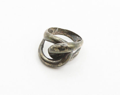 925 Sterling Silver  Vintage Dark Tone Loop Knot Band Ring Sz 8.5  RG19351