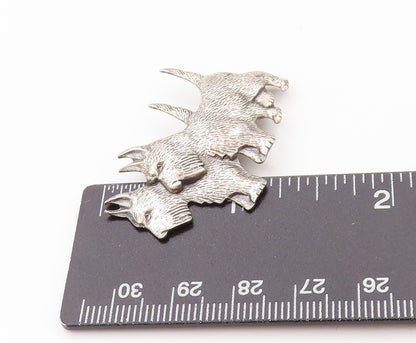 925 Sterling Silver Vintage Brooch BEAU Cutout Twin Scottie Dogs  BP11608