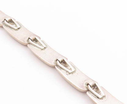 925 Sterling Silver Vintage Bracelet MEXICO Rectangular Pebble Beaded  BT11363