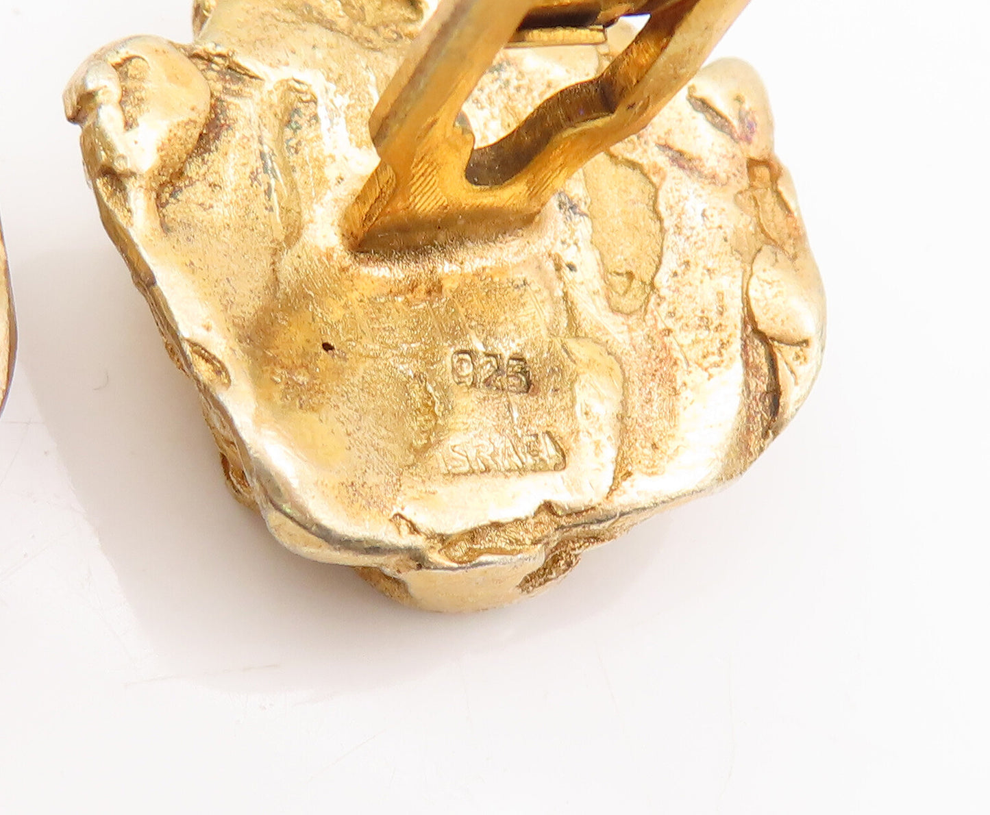 925 Sterling Silver Vintage Cufflinks ISRAEL Gold Plated Brutalist  TR3749