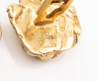 925 Sterling Silver Vintage Cufflinks ISRAEL Gold Plated Brutalist  TR3749