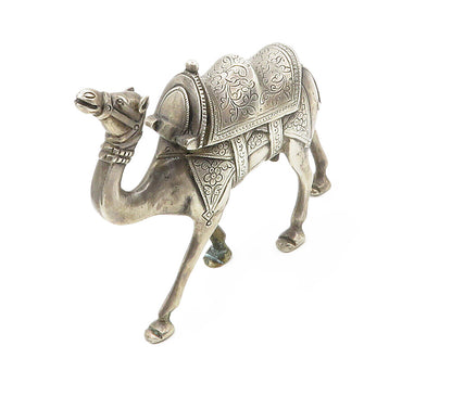 Solid Silver Vintage Floral Etched Large Camel Statue Figurine  TR2117