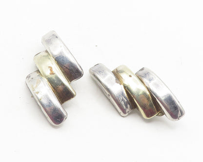 925 Sterling Silver  Vintage Modernist Hollow Non Pierce Drop Earrings  EG5907